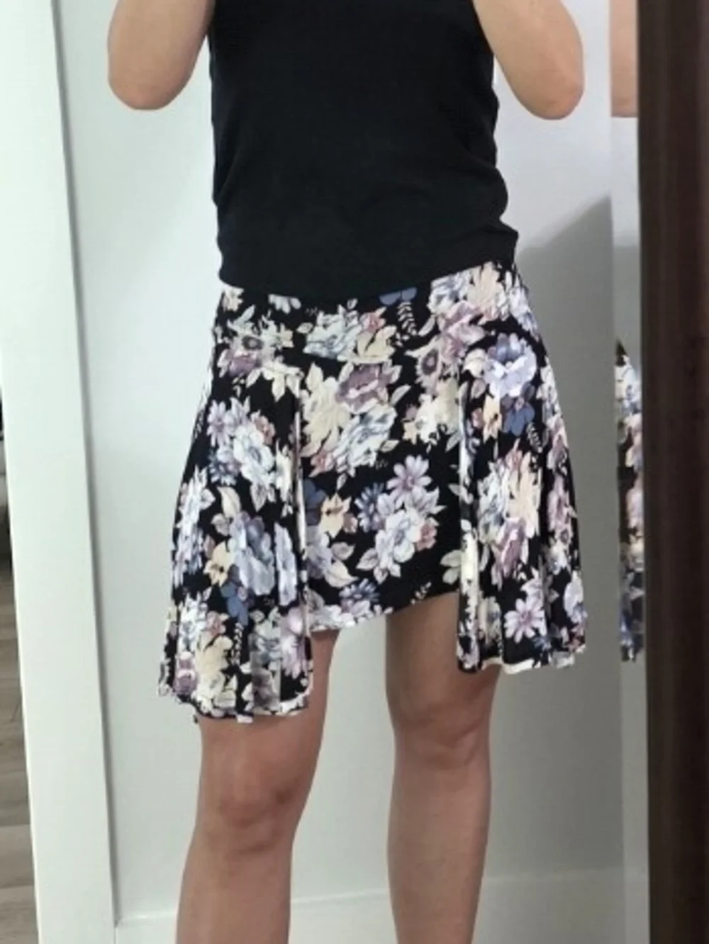 Free People Floral Pleated Pastel Assymetrical High Low Mini Skirt